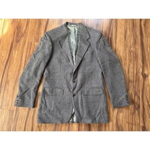 Orvis Wool Houndstooth‎ Sport Coat Mens Blazer Gray Brown Classic